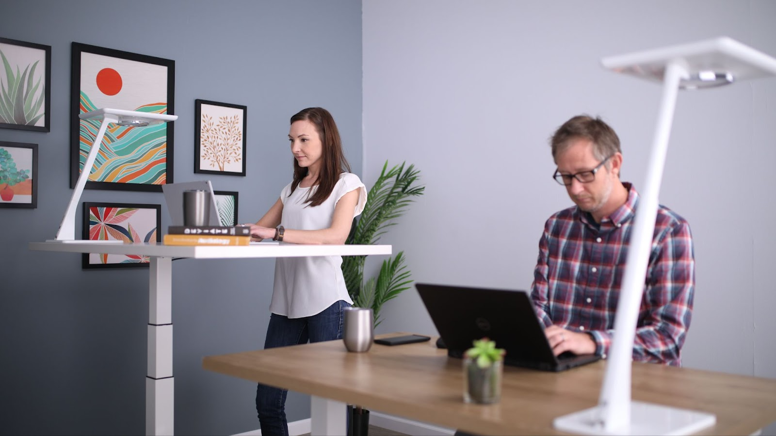 People working at office desks
